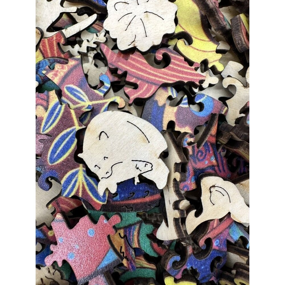 Wooden Jigsaw Puzzle Alluring Fox Rainbow Odd Shapes Complex Pieces READ - Picture 7 of 15